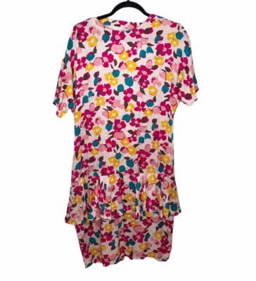 Argenti Vintage 80's Pure Silk Floral Dress Size 12 Dropped Waist Low Back Bows - Изображение 1 из 4