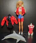BARBIE BAYWATCH 1994 #13199 Doll & Accessories Lot Ken's Jacket Dolphin Visor 