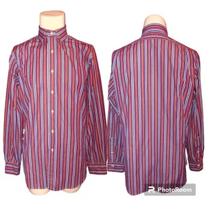 Polo Ralph Lauren REGENT Red Blue Striped Long Sleeve Mens Shirt Size M 15-15.5 - Picture 1 of 3