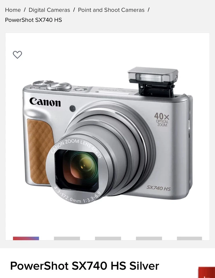 Cámara digital compacta Canon PowerShot SX740 HS plateada 20,3 MP con seguimiento NUEVA Foto 1 de 1