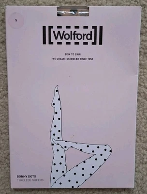 Колготки Wolford Fairly Light/Black Bonny Dots Timeless Sheers S НОВЫЕ - Изображение 1 из 3
