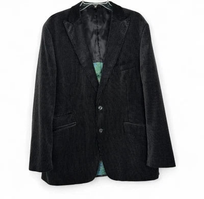 Chaqueta Abrigo Deportivo Kroon Para Hombre 44L Terciopelo Negro Forrado a Rayas Blazer Foto 1 de 4