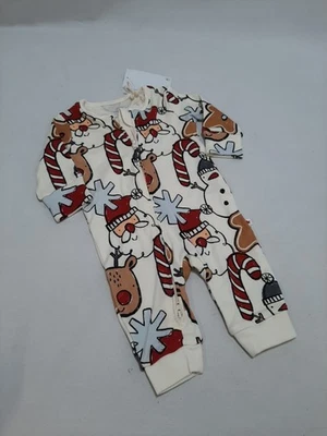 Próximo Pijama Bebé Marfil Estampado Papá Noel Manga Larga Nuevo con Etiquetas Talla 0-3 Meses Foto 1 de 4