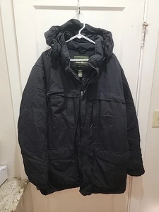 Eddie Bauer Daunenparka Herren XL schwarz Kapuze durchgehender Reißverschluss Jacke Mantel  - Bild 1 von 9