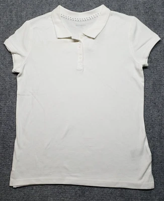Old Navy Polo Shirt Girls Size 2XL White Solid Top Short Sleeve New - Image 1 of 4