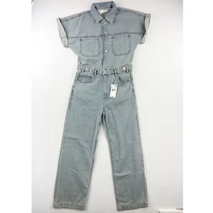 MNG MANGO Coverall Denim Short Sleeve Size M Womens New W/Tag Super Soft - Picture 1 of 14