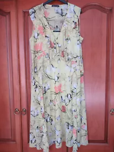 VERY PRETTY LIME GREEN FLORAL M & S DRESS - SIZE 20 - PRICE REDUCED! - Picture 1 of 7