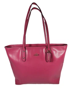 Coach F37785 City Tasche aus genarbtem Leder mit Reißverschluss oben Hot Pink - Bild 1 von 17