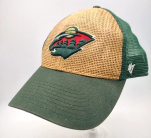 Men's '47 Green Minnesota Wild NHL Burlap Trucker Adjustable Hat Embroidered - Picture 1 of 6