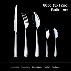 60 pc Cutlery Set, Wholesale Bulk, Knife, Fork,Spoon,Tea Spoon/Fork, Stainless/S - Picture 1 of 6