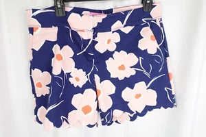 Isaac Mizrahi Floral Scallop Hem Shorts Size 8 Pink Navy - Picture 1 of 6