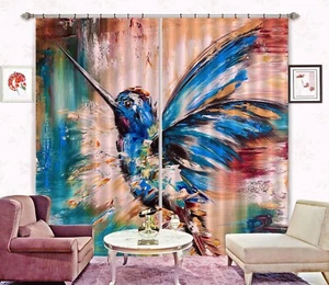 3D Blue Birds G3199 Photo Blockout Curtain Fabric Window Skromova Marina Erin - Picture 1 of 7