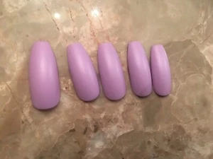 Matte Lilac Long Coffin False Nails - Picture 1 of 2