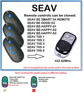 Garagentor Fernbedienung Anhänger Kloner für SEAV BE-HAPPY-S1, S2, S3 433,92 MHz. - Bild 1 von 6