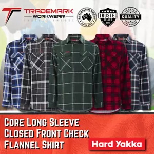 Hard Yakka Mens Closed Front Flannelette Shirt (Y04006) XS-6XL RRP$34.95 - Picture 1 of 17