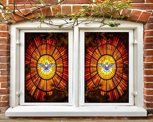 3D White Dove D631 Window Film Print Sticker Cling Stained Glass UV Block Amy - Picture 1 of 11