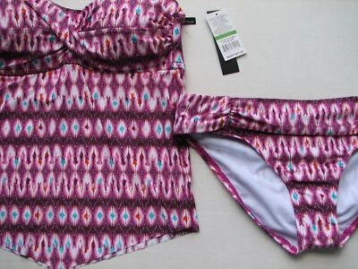 Traje de baño Kenneth Cole púrpura bandeau tankini suroeste tónico abdominal L Foto 1 de 4