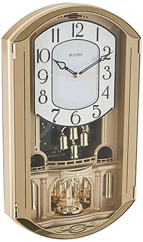 Bulova Golden Music Strike & Chime Wall Clock Gold Cover