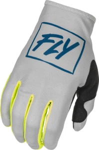 NEW Fly Racing Lite Gloves - Gray/Teal/Hi-Viz - YOUTH Large - MOTORCYCLE/ATV - Picture 1 of 3