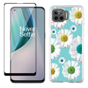 Funda Delgada para Motorola Moto One 5G, + Cristal Templado - Margarita/Verde azulado - Imagen 1 de 2