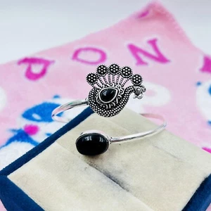 Brazalete hecho a mano de plata de ley 925 con piedras preciosas de ónix negro natural joyería - Imagen 1 de 4