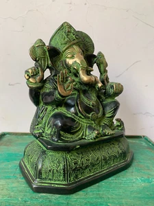 Estatua de latón del Señor Ganesha esencia de prosperidad y bendiciones ídolo de deidad religiosa - Imagen 1 de 6