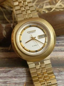 CITIZEN RARE AUTOMATIC 21 JEWELS RETRO VINTAGE GOLDEN MENS DAY DATE 51-0262 - Picture 1 of 24