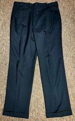Pantalones de vestir Nautica 36x32 para hombre negros de lana rectos plisados delanteros Foto 1 de 4