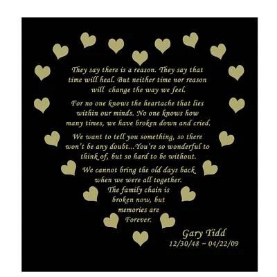 Placa de identificación grabada personalizada, poema, placa de nombre, MEMORIES ARE FOREVER, 4 tamaños Foto 1 de 4