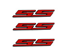 3Pcs For SS Badge Fender Trunk Rear Emblem Decal Red Black