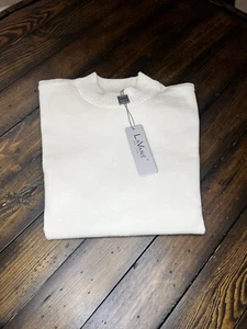Neu mit Etikett LaVane cremefarbener 501-M Herrenpullover mit Stehkragen Baumwollmischung Größe Large - Bild 1 von 6