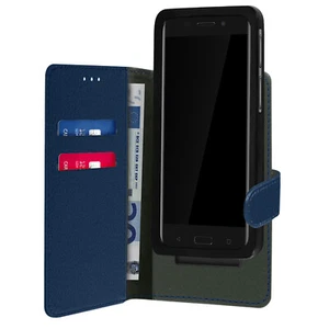 Case for 4.81-5.3" Phones with Denim Print, Wallet and Video Stand - Navy - Picture 1 of 6