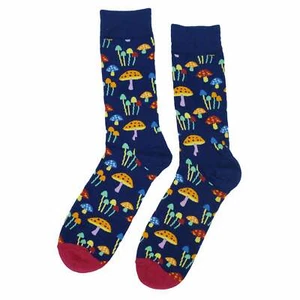 NWT Dark Mushroom Dress Socks Novelty Men 8-12 Black Crazy Fun Sockfly - Picture 1 of 5