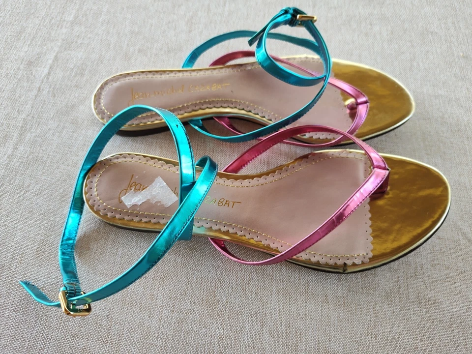 Sandalias de cuero Jean-Michel Cazabat 38,5 metalizadas rosa azul dorado  Foto 1 de 4