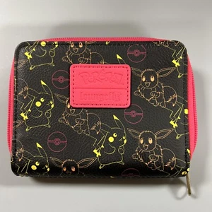 Loungefly Pokemon PIKACHU und Eevee Geldbörse Schwarz Neu Ohne Etikett - Bild 1 von 5