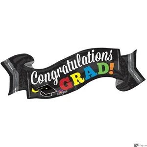 Anagram Large Congratulations Grad Cap Banner 40"x19" Graduation Foil Balloon - Picture 1 of 1