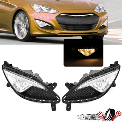 For 13-17 GENESIS COUPE Clear Lens Bumper Fog Lights Lamps Assembly LH + RH - Image 1 of 4