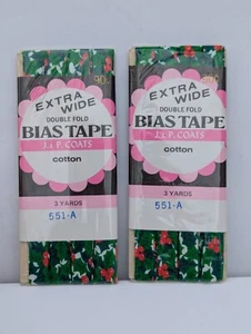 (2) Vtg J&P Coats CHRISTMAS HOLLY 551-A Extra Wide Double Fold Bias Tape 3 yds - Picture 1 of 3