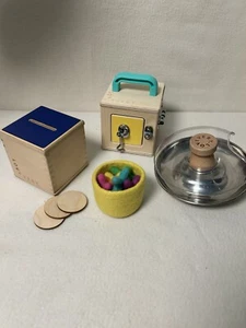 Lovevery Play Kit Toys Felt Stars Lockbox Wood Coin Bank Tip & Turn Felt Flowers - Picture 1 of 14