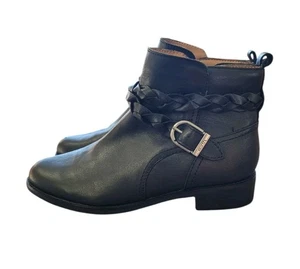 Stivaletto usato EARTH 11W nero Nicole zip laterale pelle intrecciato - Foto 1 di 14