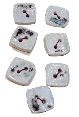 Grandma's 1970's Vintage Handmade 7 Ceramic Buttons 3/4 inch diameter - Image 1 of 2