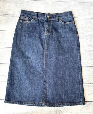 Vtg Gap Women's Sz 2 Denim Pencil Skirt Front Slit Stretch Knee Length - Image 1 of 4