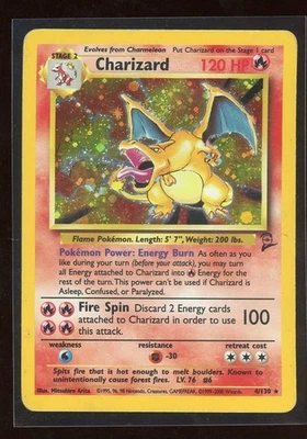WING SWIRL 2000 Pokemon Game Base Set 2 II Charizard 4/130 Holo Foil Rare WOTC - Image 1 of 3