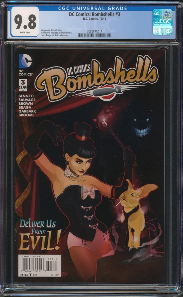 DC Comics: Bombshells #3 RARE Zatanna Cover CGC 9.8 White Pages - Image 1 of 1