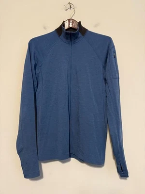 🥶 Ibex Wool Full Zip Jacket Blue Medium Outdoors Hiking Base Layer *READ* - Image 1 of 4