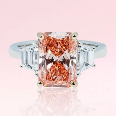 14K Muti Gold Pink Diamond Ring 4.60 Carat IGI Lab Grown Radiant Cut Fancy Vivid - Image 1 of 4