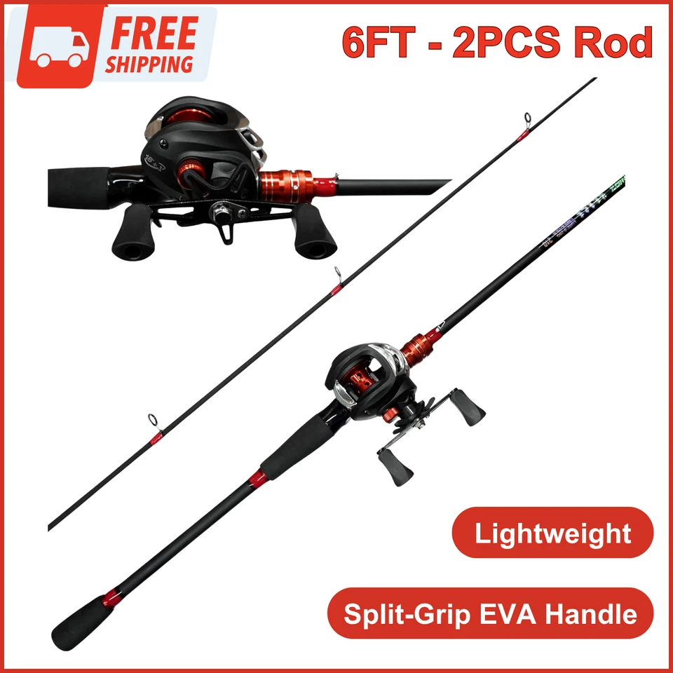 Fishing Rod and Reel Combo, Baitcasting Combo Baitcast Reel, 6 Foot 2PCS Durable - Image 1 of 4