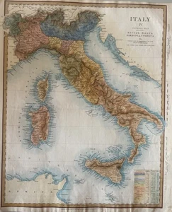 ITALIA ,Carta generale comprendente Sicilia, Malta, Sardegna e Corsica1844 - Picture 1 of 12