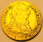 OLD US $2 GOLD COIN - 1779 SPANISH COLONIAL 1 ESCUDO DOUBLOON 22K PURE