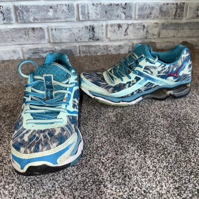 美津浓 Wave Creation 蓝色长距离跑步赛车鞋女式 7.5 快发货 — 第 1/4 张图片